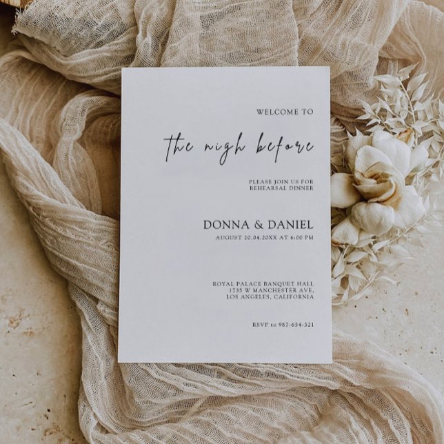 Modern Wedding Rehearsal Dinner Sign Night, Invitation (Modern Wedding Rehearsal Dinner Sign Night, Invitation)