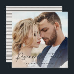 Modern wedding Reserva la Fecha cream black Save T Save The Date<br><div class="desc">Modern classy typography bold wedding Reserva la Fecha photo save the date card. With modern,  elegant typography and striped backer design. Colours can be customized.</div>