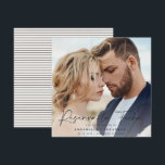 Modern wedding Reserva la Fecha cream black Save T The Date<br><div class="desc">Modern classy typography bold wedding Reserva la Fecha photo save the date card. With modern,  elegant typography and striped backer design. Colours can be customized.</div>