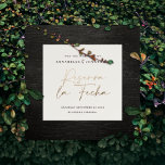Modern wedding Reserva la Fecha cream gold Save The Date<br><div class="desc">Modern classy typography bold wedding Reserva la Fecha card. With modern,  elegant typography and striped backer design. Colours can be customized. Modern elegant gold effect script text.</div>