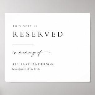 Modern Wedding Reserved Seat In Memory of Sign