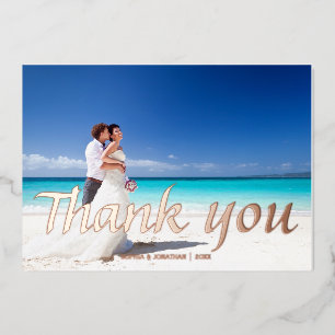 Modern wedding rose gold foil thank you card