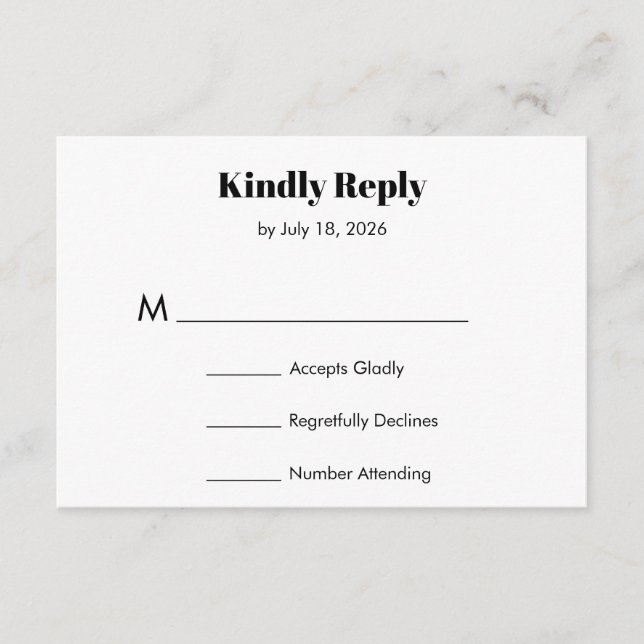 Modern Wedding RSVP enclosure Card (Front)
