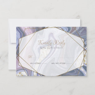 Modern Wedding RSVP  Marbleized Purple Rose Agate
