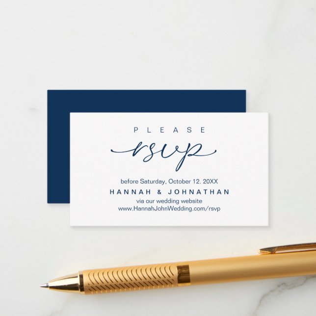 Modern Wedding RSVP online Website Enclosure Card (Front/Back In Situ)