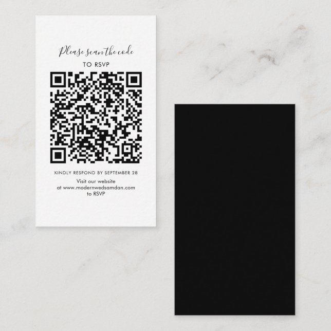 Modern Wedding RSVP QR Code Enclosure Card (Front/Back)
