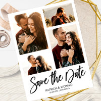 Modern Wedding Save The Date 4 Photo Collage