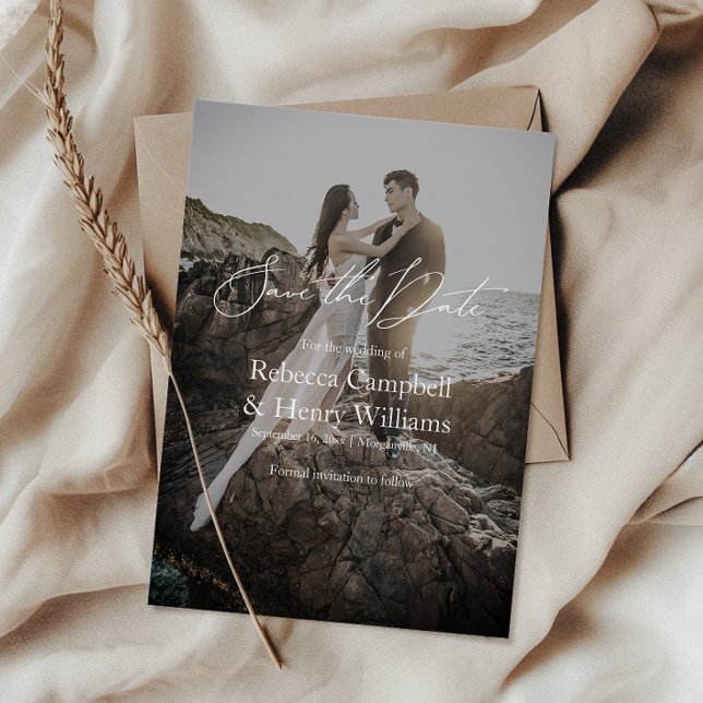 Modern Wedding Save the Date Invitation with Photo (Save time and reduce wedding planning stress with this QR code Save the Date card.)