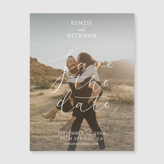 Modern Wedding Save the Date Photo Text Overlay (Front)