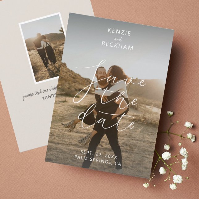 Modern Wedding Save the Date Photos Calligraphy (Creator Uploaded)