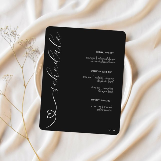 Modern Wedding | Schedule & Details | White Black Enclosure Card (Creator Uploaded)