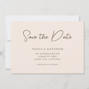 Modern Wedding Script Beige Brown Save The Date