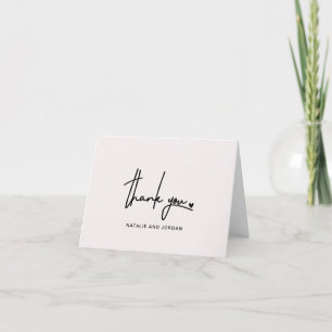 Modern Wedding Script Ecru Personalized Heartfelt Thank You Card