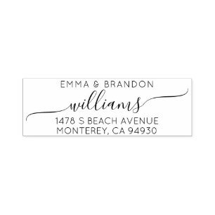 Modern Wedding Script Family Name & Return Address Self-inking Stamp