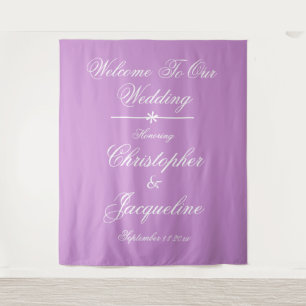 Modern Wedding Script Name Chic Mauve Backdrop  Tapestry