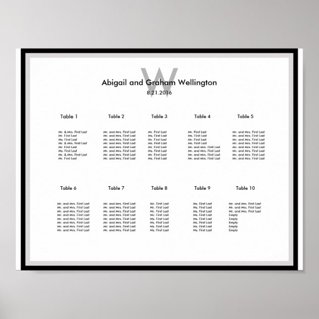 Modern Wedding Seating Chart (Front)