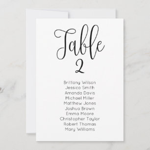 Modern wedding seating chart. Classic table plan Invitation