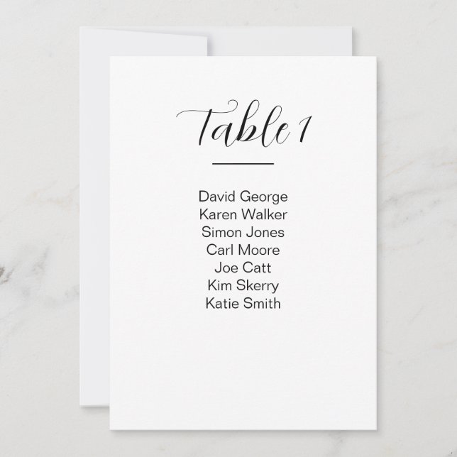 Modern Wedding Seating Chart Table Number (Front)