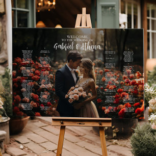 Modern wedding seating chart with photo canvas print