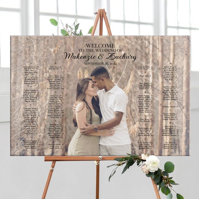 Modern wedding seating chart with photo, elegant (Creator Uploaded)