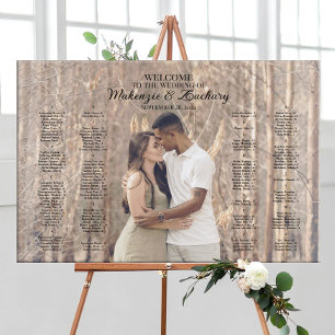 Modern wedding seating chart with photo, elegant
