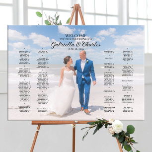 Modern wedding seating chart with photo, elegant canvas print