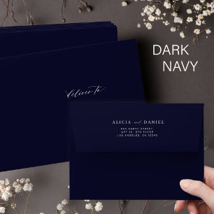 Modern wedding sender return address dark navy envelope
