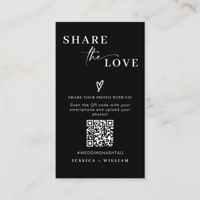 Modern Wedding Share the love QR Code Enclosure Card (Front)