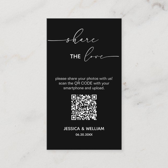 Modern Wedding Share the love Qr Code Enclosure Card (Front)