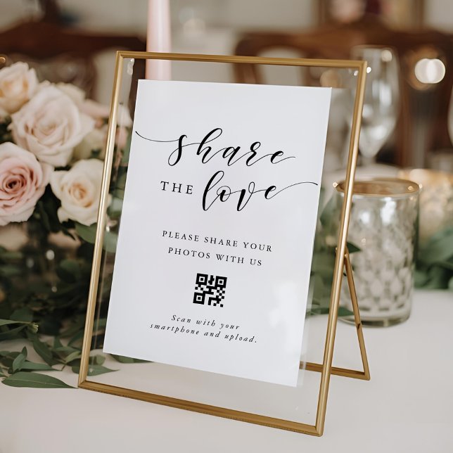 Modern Wedding Share the Love QR code Sign (Creator Uploaded)