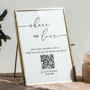 Modern Wedding Share The Love Qr Code Sign