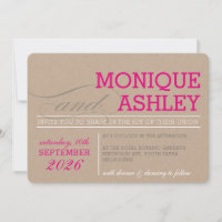 MODERN WEDDING simple bold text pink kraft white