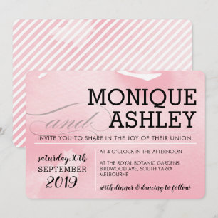 MODERN WEDDING simple minimal pink watercolor Invitation