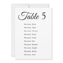 Modern Wedding Table Number Seating Chart Cards