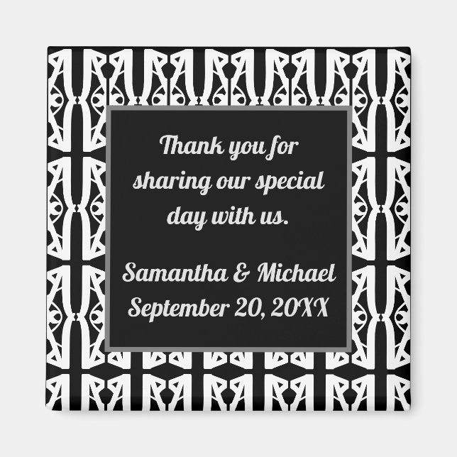Modern Wedding Thank You Black White Appreciation Magnet (Front)