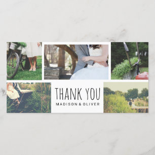 Modern Wedding Thank You Five Photo Collage Card