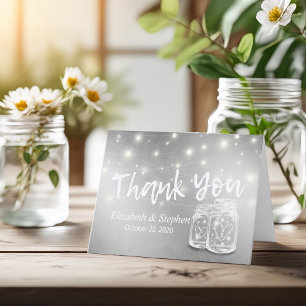 Modern Wedding Thank You Mason Jars String Lights Card