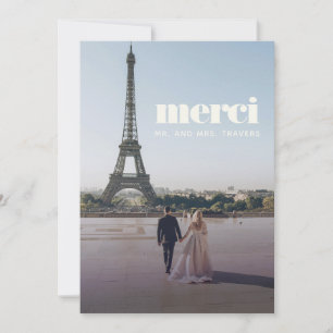 Modern Wedding Thank You   Merci Card