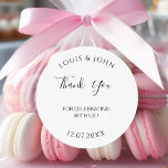 Modern Wedding Thank You Personalized Wedding Classic Round Sticker<br><div class="desc">Modern Wedding Thank You Personalized Wedding Classic Round Sticker</div>