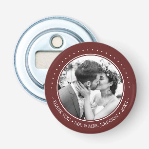 Modern Wedding Thank You Photo Burgundy Bottle Opener