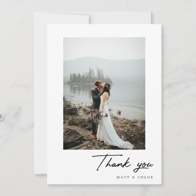 Modern Wedding Thank You Photo Card (Front)