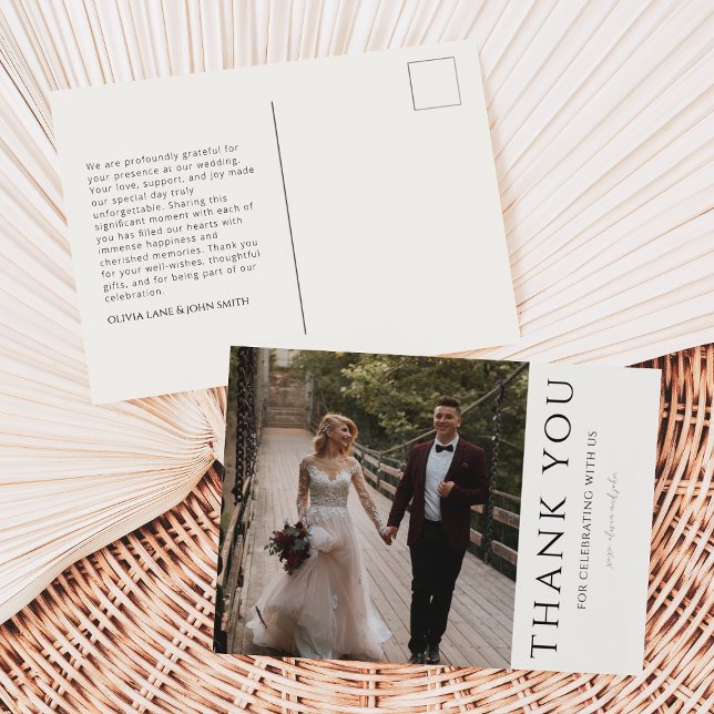 Modern Wedding Thank You Post Card (Creator Uploaded)