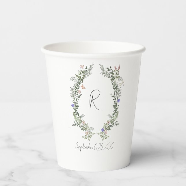 Modern Wedding Toast Custom Reception Bar Monogram Paper Cups (Back)