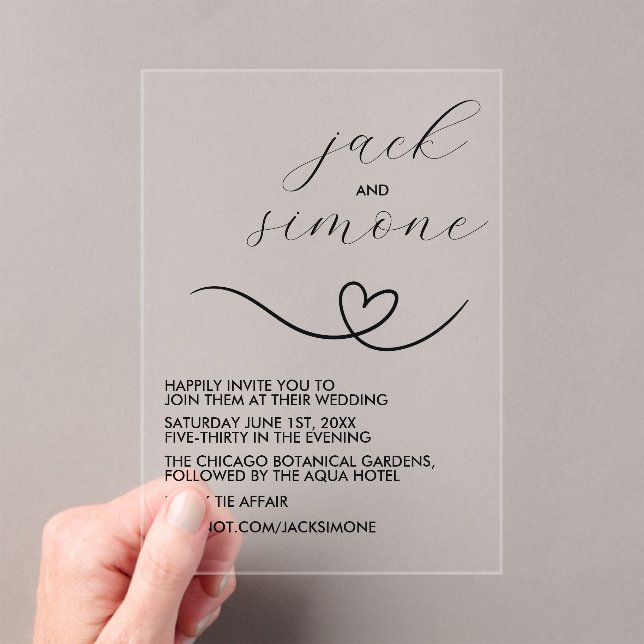 Modern Wedding | Trendy Invites | Minimal Black Acrylic Invitations (Insitu (Handheld))