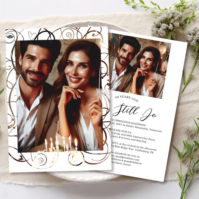 Modern Wedding Vow Renewal Anniversary Party Photo Invitation (Creator Uploaded)