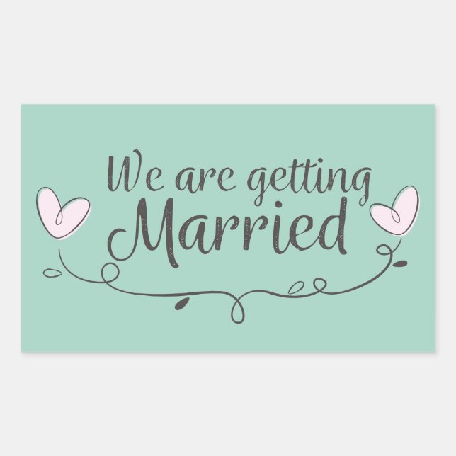 Modern Wedding We Are Getting Married Doodle Sticker (Front)