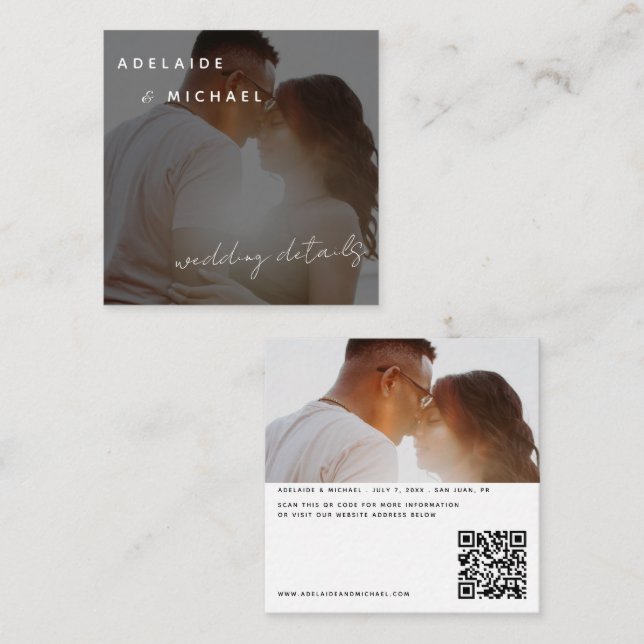 Modern Wedding Website QR Code RSVP Details Photo  Enclosure Card (Front/Back)