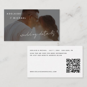 Modern Wedding Website QR Code RSVP Details Photo Enclosure Card