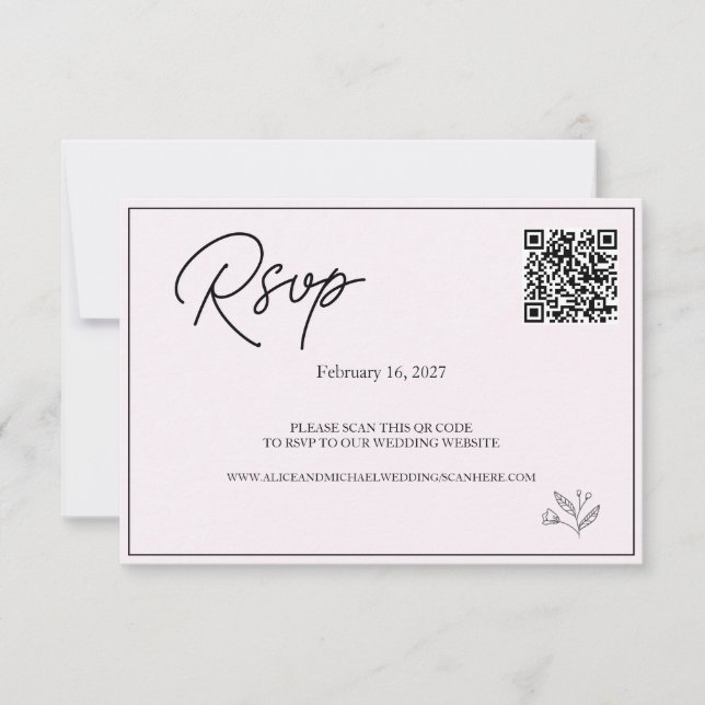 Modern Wedding Website | RSVP QR Code. Card (Front)