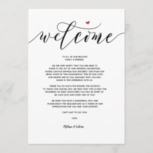 Modern Wedding Welcome and Itinerary card v9